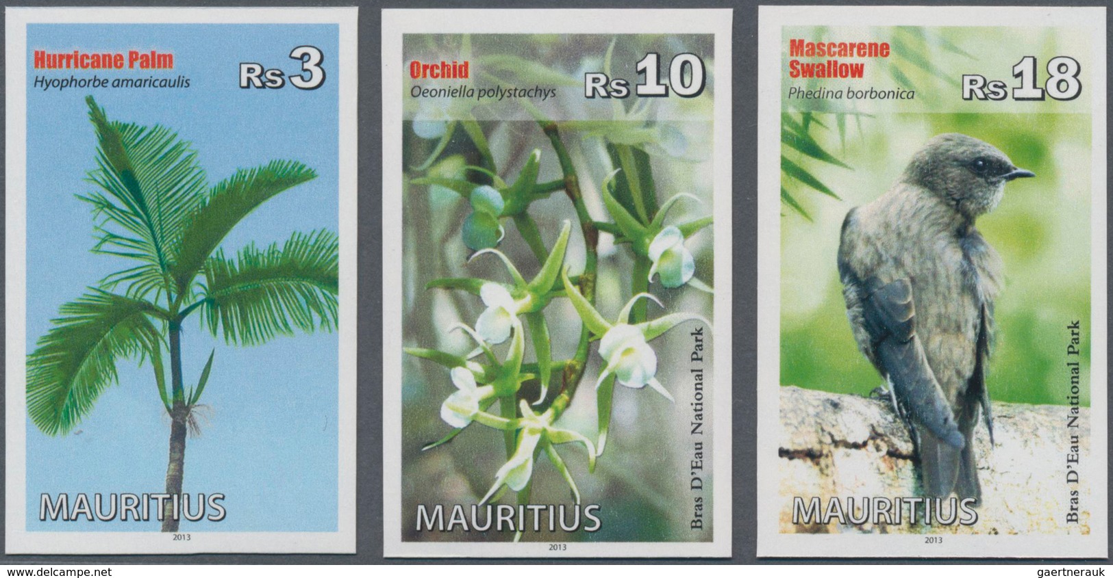 Mauritius: 2013. Complete Set "Nature Conservation" (3 Values) In IMPERFORATE Single Stamps Showing - Mauritius (...-1967)