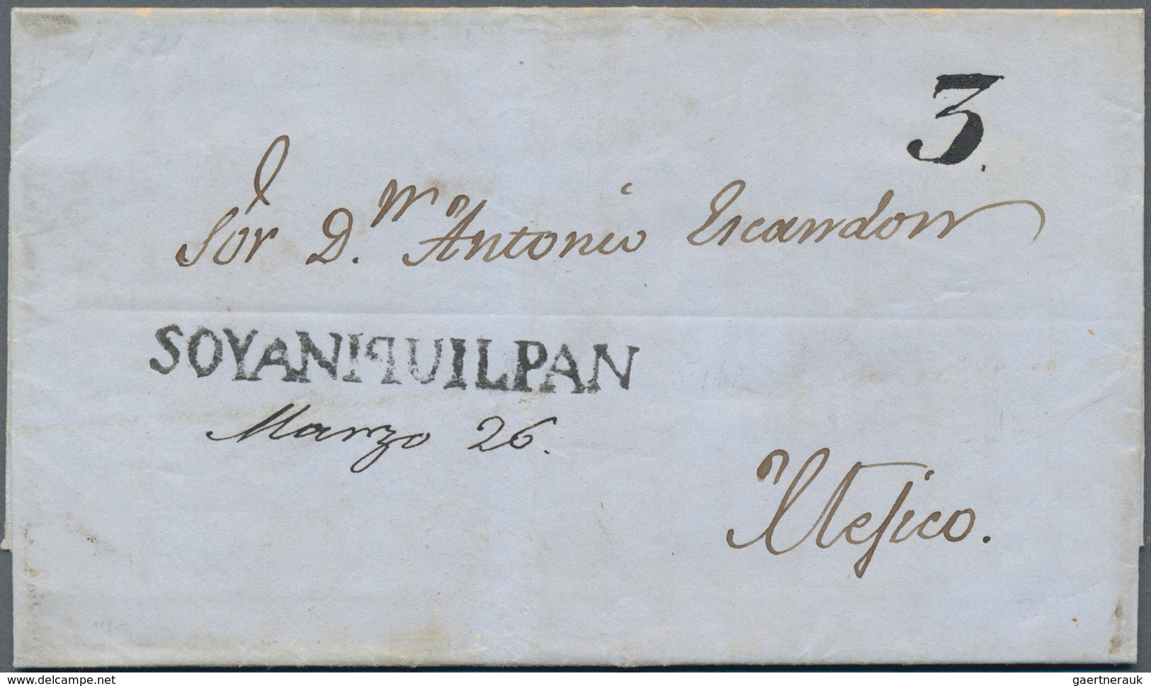 Mexiko: 1854, "SOYANIQUILPAN" Very Clear One-liner On Folded Letter With Complete Text From The Esca - Mexico