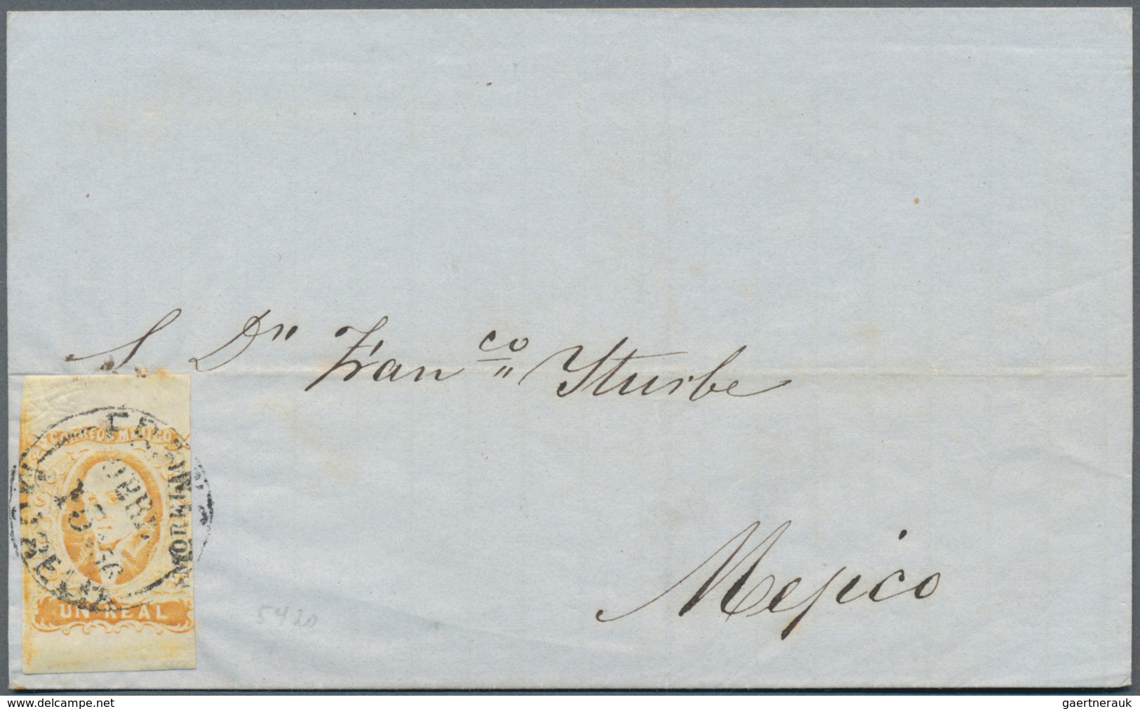 Mexiko: 1856, 1 R Yellow-orange Plate I With Overprint MORELIA Single Franking On Folded Letter To M - Mexico