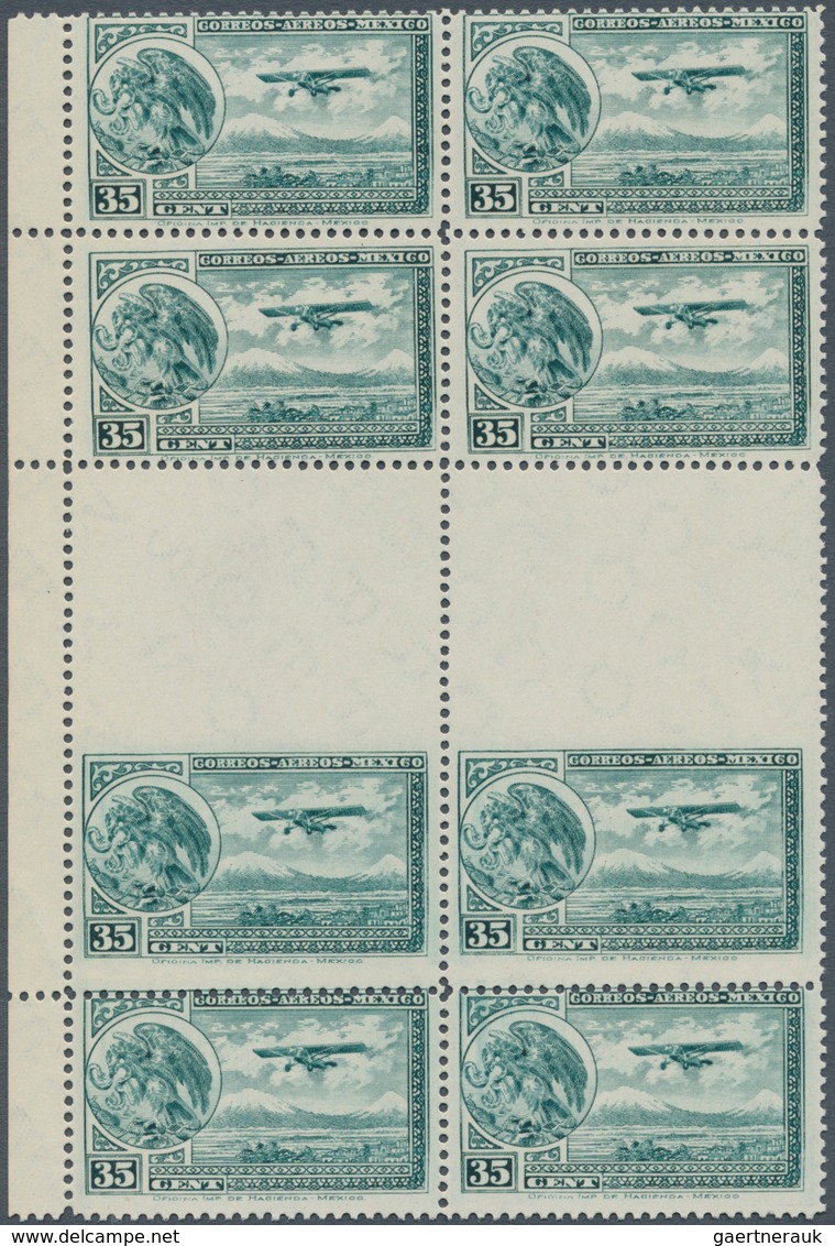 Mexiko: 1929, 35 C In Vertical Gutter-block Of Four, Two Lower Stamps With MISSING UPPER PERFORATION - Mexico