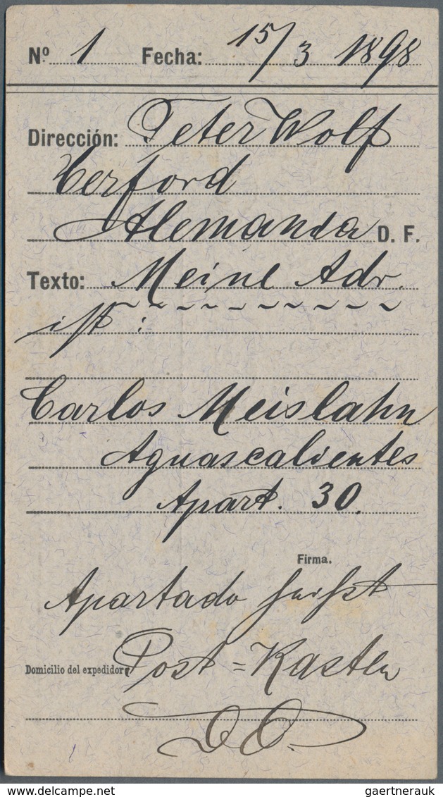 Mexiko - Ganzsachen: 1897, 5 C (+ 1 C) Orange Telegram Form Card, Used With Cds AGUASCALIENTES, 13 M - Mexico