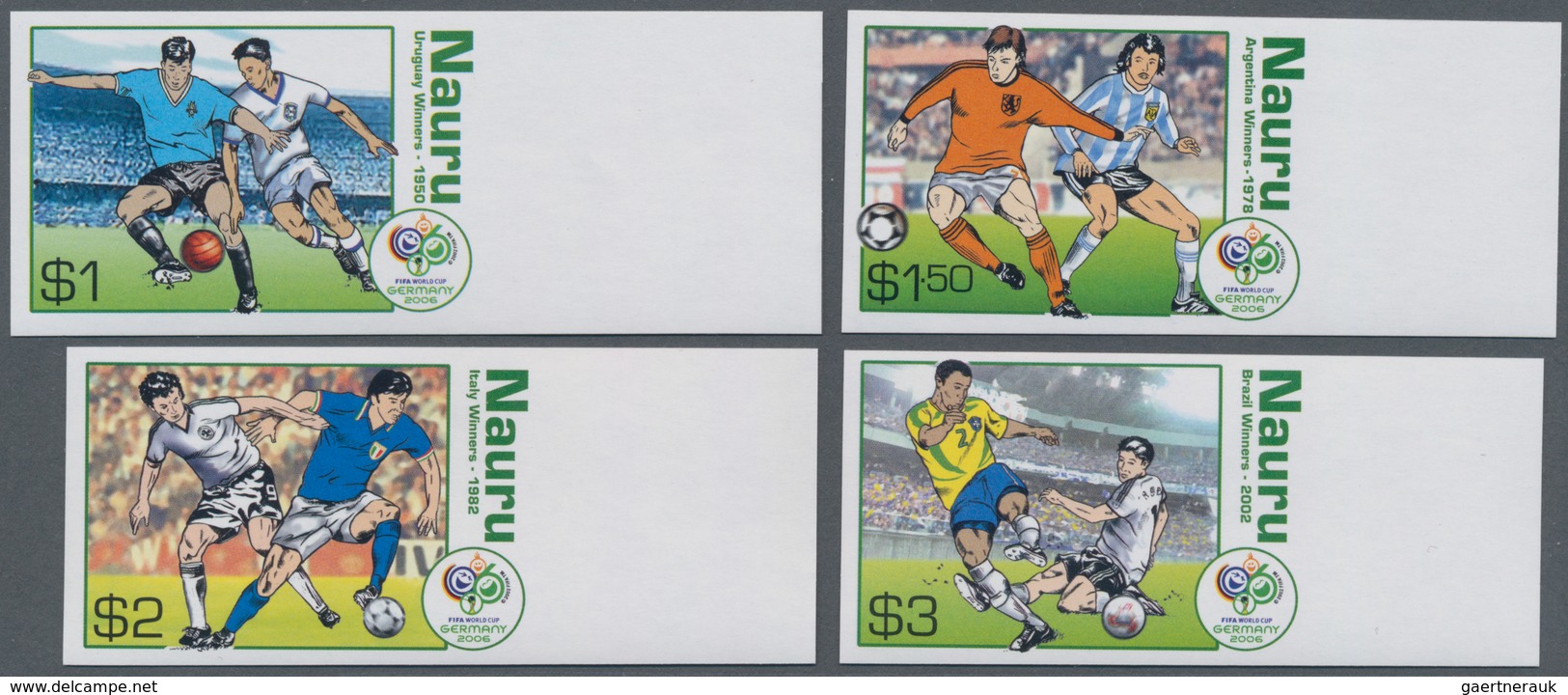 Nauru: 2006, Football World Championship In Germany Complete IMPERFORATE Set Of Four From Right Marg - Nauru