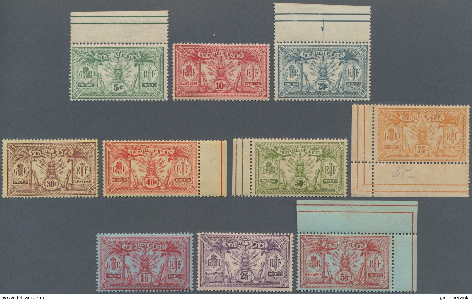 Neue Hebriden: 1911, Definitives: Weapons And Totem Poles, Partly Typically Tinted Gum, As Indicated - Other & Unclassified