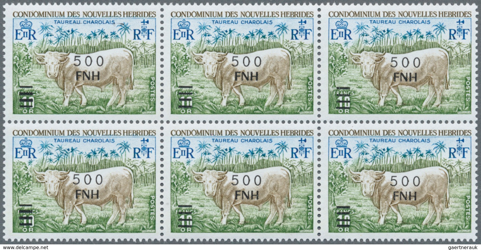 Neue Hebriden: 1977, French Value Definitive Issue Part Set Of Ten With LOCAL OVERPRINT Of New Curre - Other & Unclassified