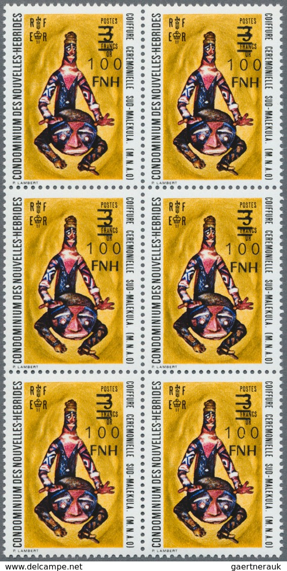 Neue Hebriden: 1977, French Value Definitive Issue Part Set Of Ten With LOCAL OVERPRINT Of New Curre - Other & Unclassified