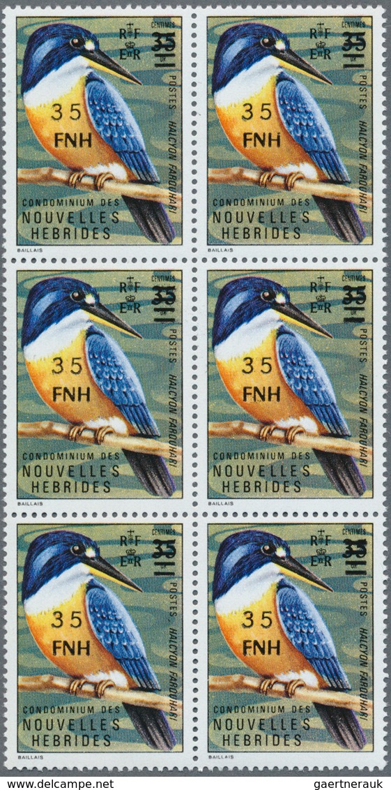 Neue Hebriden: 1977, french value definitive issue part set of ten with LOCAL OVERPRINT of new curre