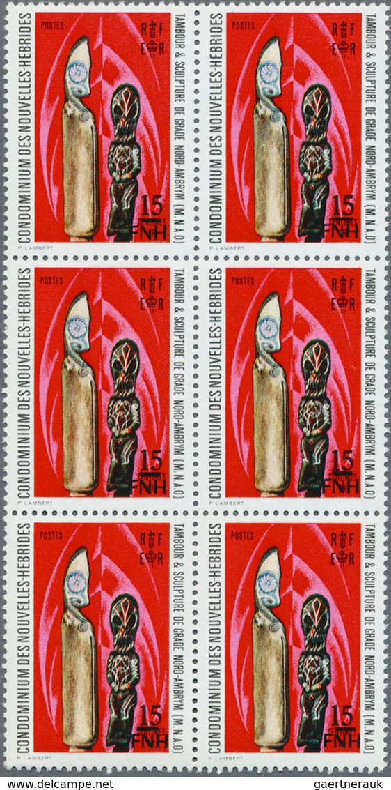 Neue Hebriden: 1977, french value definitive issue part set of ten with LOCAL OVERPRINT of new curre