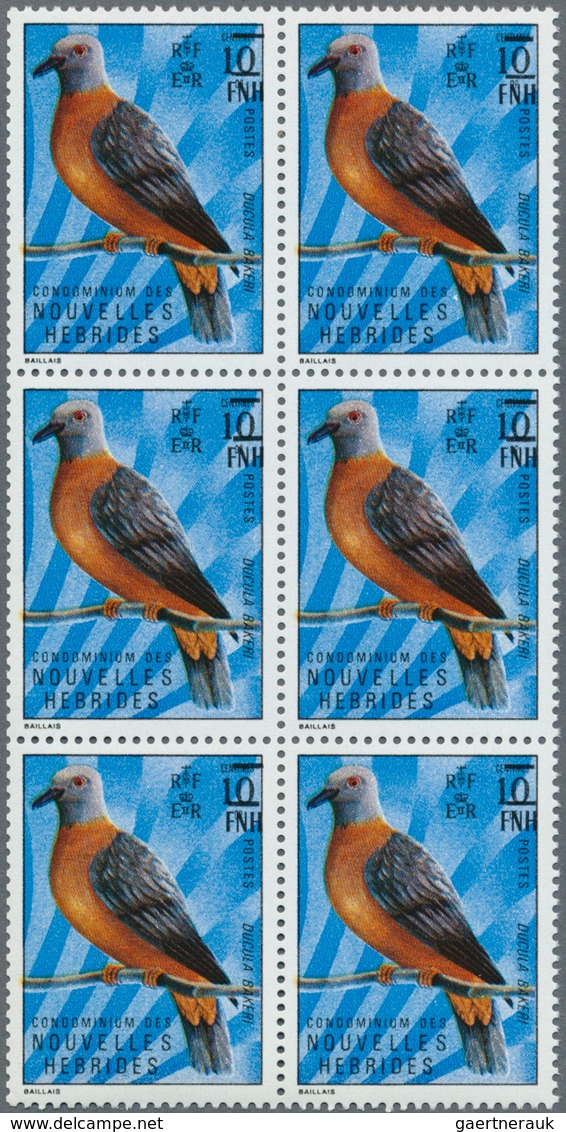 Neue Hebriden: 1977, french value definitive issue part set of ten with LOCAL OVERPRINT of new curre