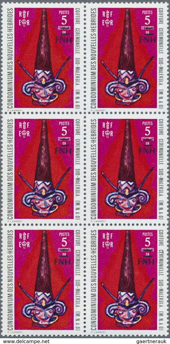 Neue Hebriden: 1977, french value definitive issue part set of ten with LOCAL OVERPRINT of new curre