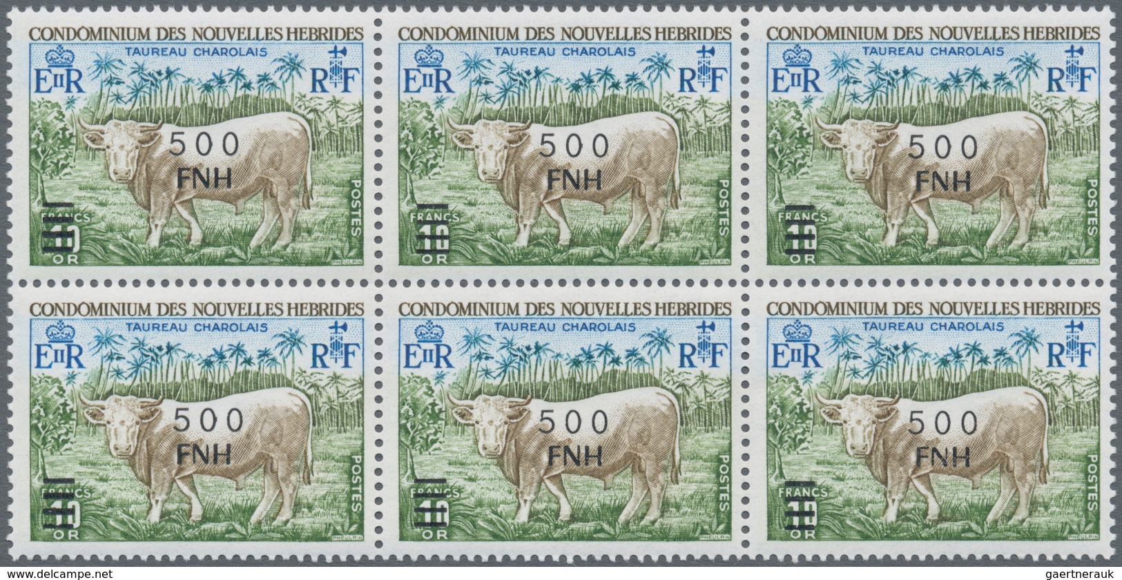 Neue Hebriden: 1977, French Value Definitive Issue Part Set Of Ten With LOCAL OVERPRINT Of New Curre - Andere & Zonder Classificatie