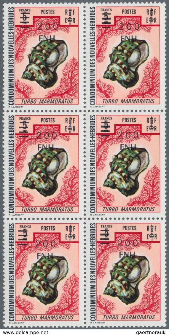 Neue Hebriden: 1977, French Value Definitive Issue Part Set Of Ten With LOCAL OVERPRINT Of New Curre - Andere & Zonder Classificatie