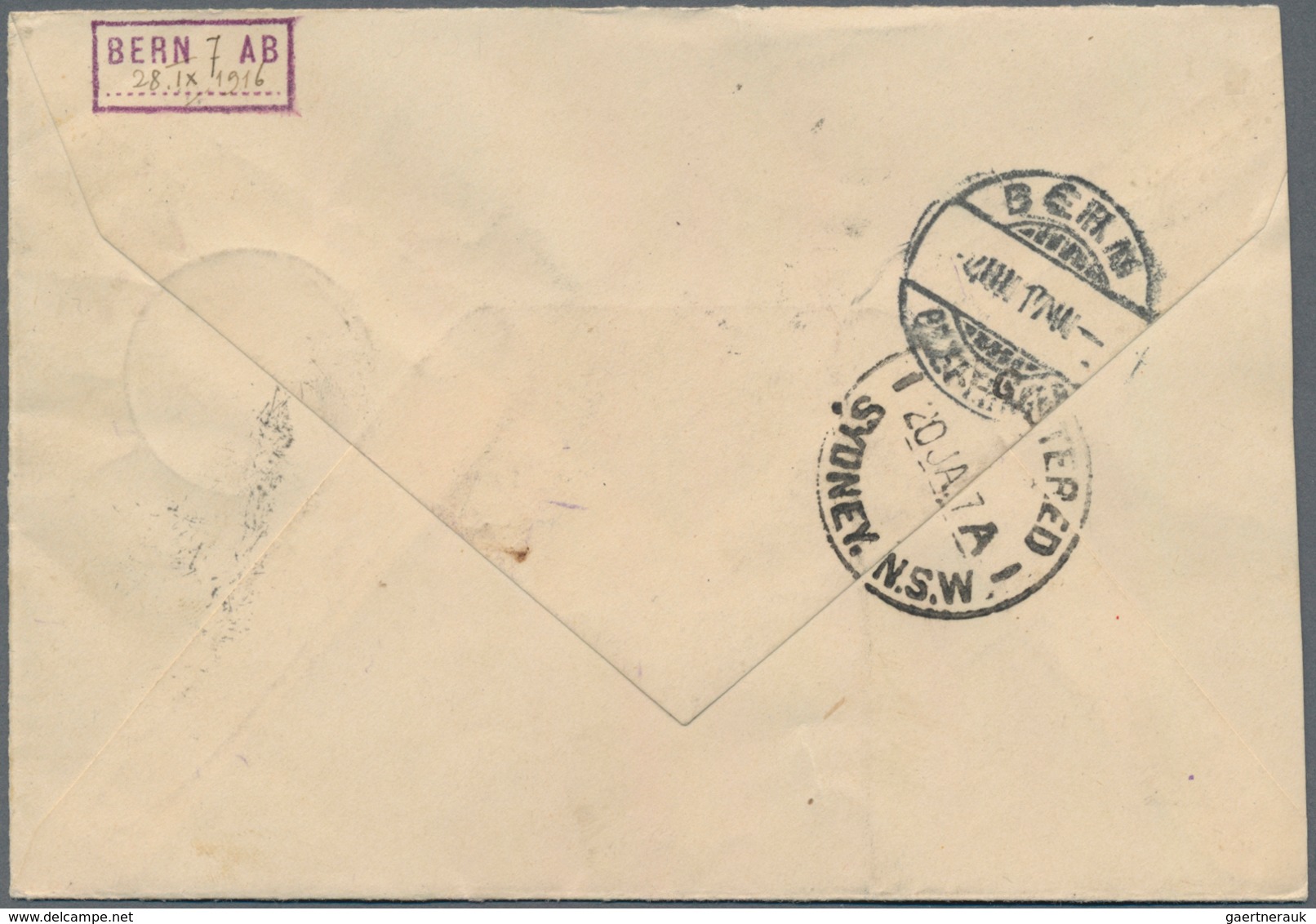 Neuguinea - N.W. Pacific Islands: 1917, 2s. Brown, Inverted Watermark, Single Franking On Registered - Papúa Nueva Guinea