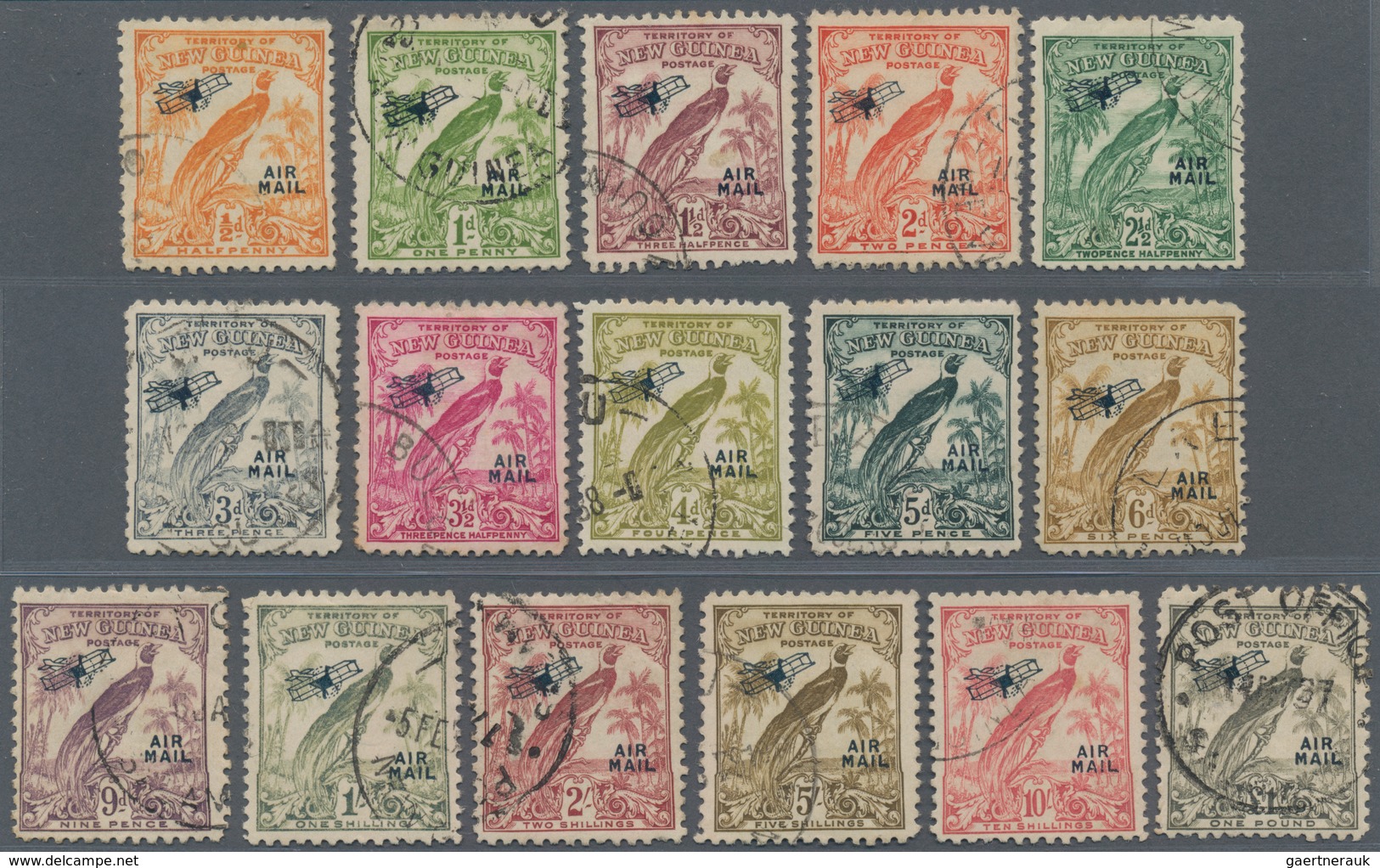 Neuguinea: 1932/1934, Bird Of Paradise Redrawn Set Without Dates With Airplane + AIR MAIL Opt. Compl - Papoea-Nieuw-Guinea