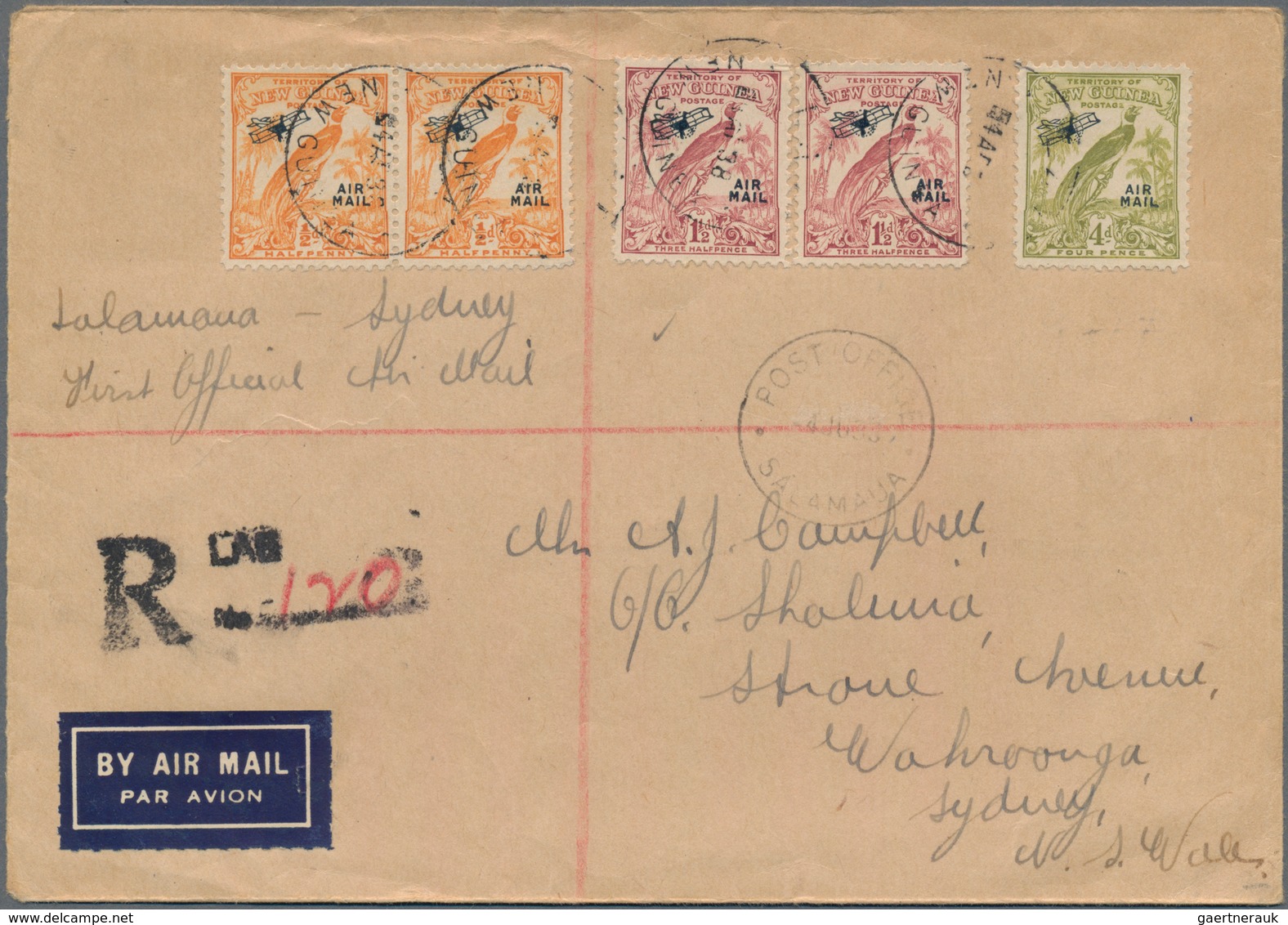 Neuguinea: 1938, Bird Of Paradise ½d. Orange (pair), 1½d. Claret (two Singles) And Single 4d. Olive- - Papua Nuova Guinea