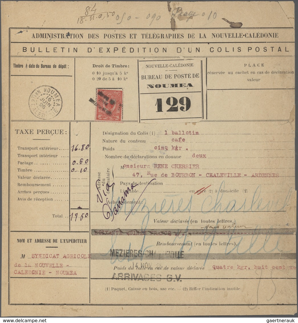 Neukaledonien: 1926. Parcel Receipt Form Addressed To France Headed 'Bulletin D'Expedition D'Colis P - Brieven En Documenten