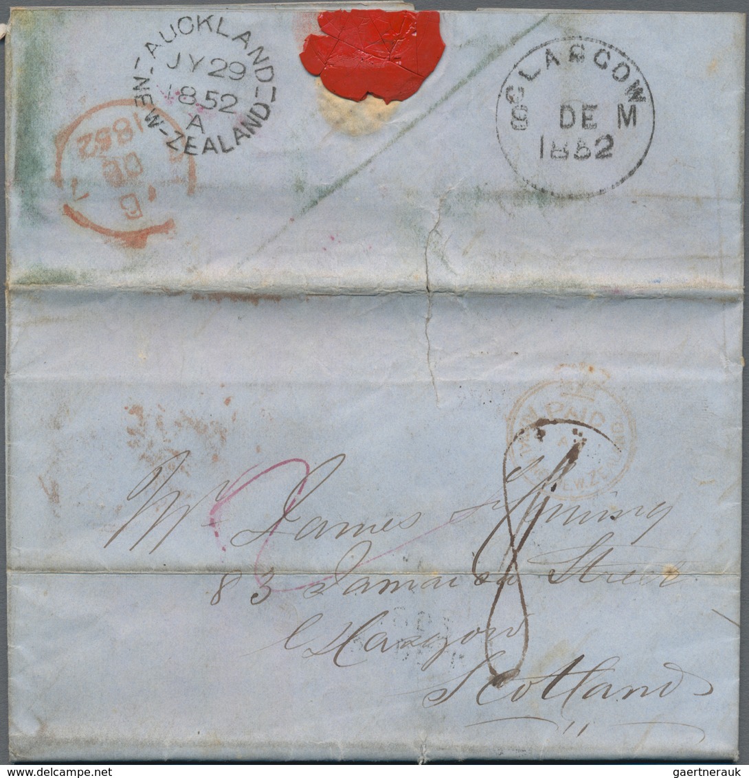 Neuseeland: 1852, Stampless Covers Written ONEHUNGA With "AUCKLAND-NEW-ZEALAND JY 29 1852 A" Postmar - Other & Unclassified