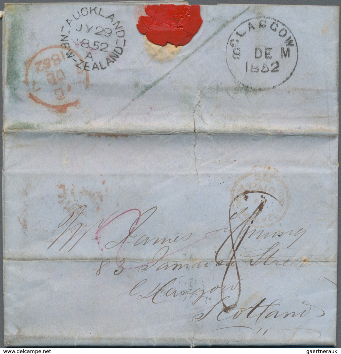 Neuseeland: 1852, Stampless Covers Written ONEHUNGA With "AUCKLAND-NEW-ZEALAND JY 29 1852 A" Postmar - Andere & Zonder Classificatie