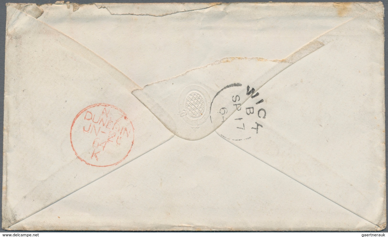 Neuseeland: 1864, Envelope From DUNEDIN By "The Hero" Via Melbourne Suez And Marseilles To Wick, Sco - Andere & Zonder Classificatie