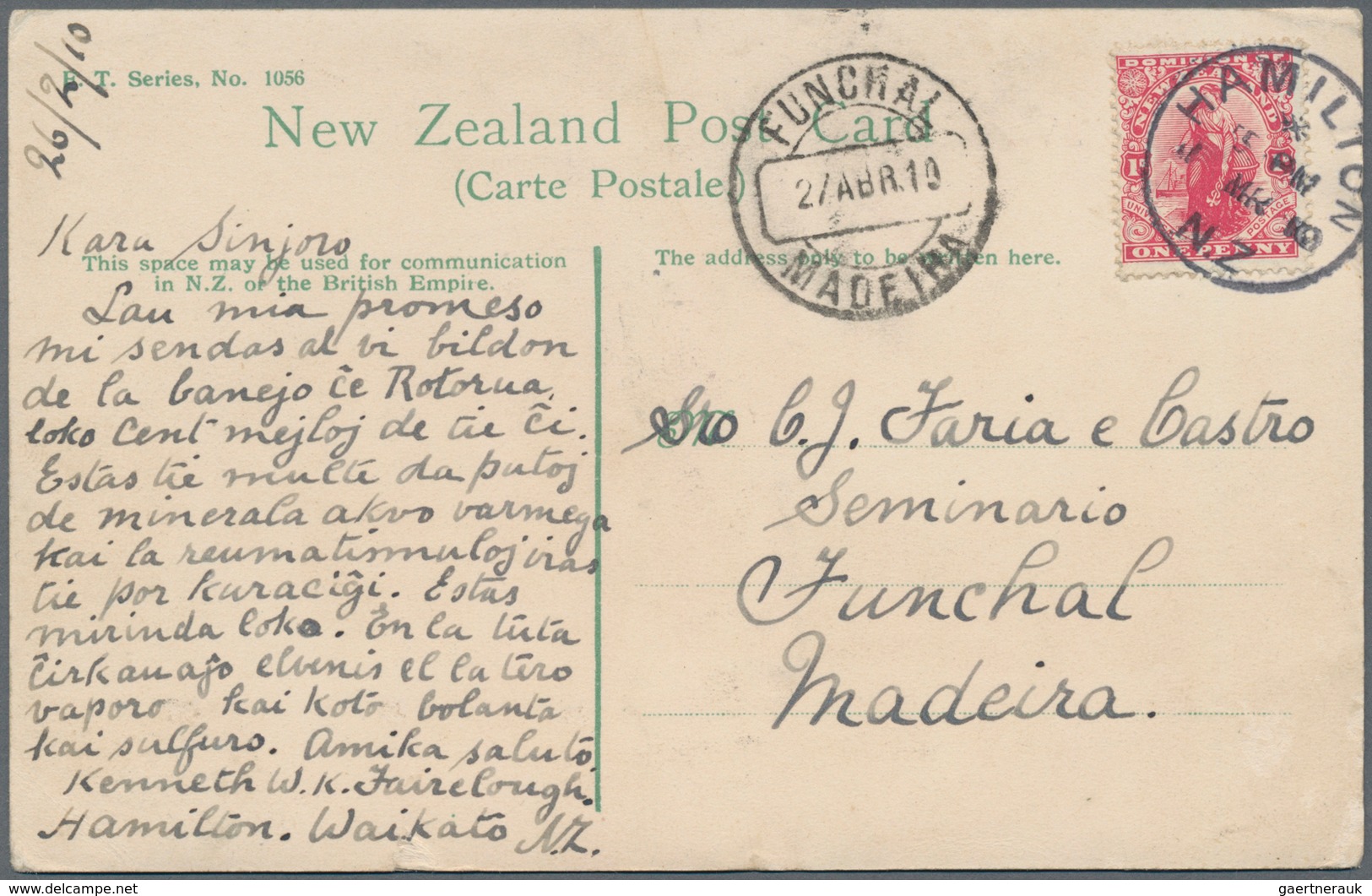 Neuseeland: 1898/1910 A Cover And A Ppc To Scarce Destinations, With 1) 1898 Cover From Dunedin To B - Other & Unclassified