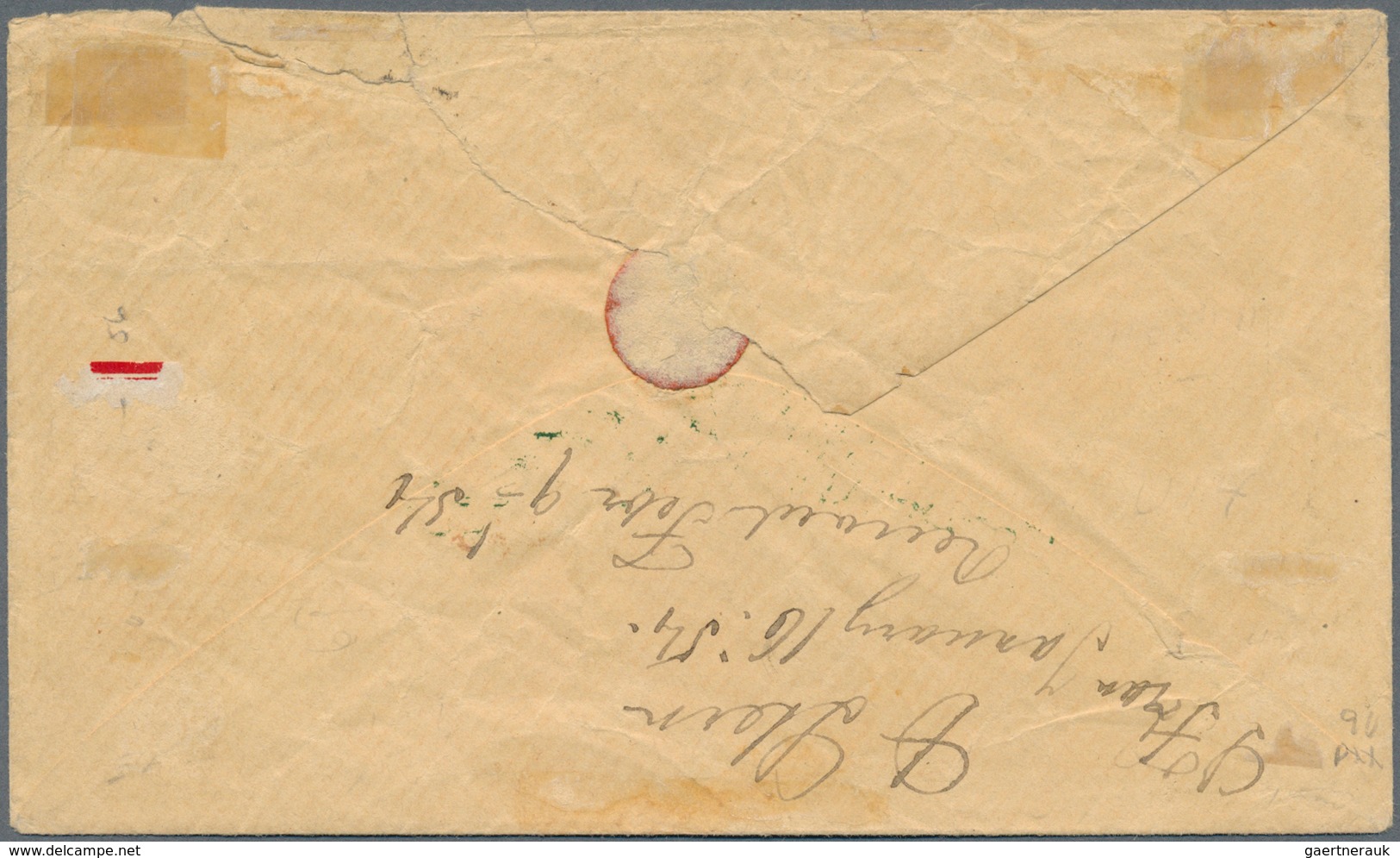 Nicaragua: 1854, US 6.c Green Postal Stationery Envelope Tied By Doubleline "STEAM / SHIP" And "VIA - Nicaragua