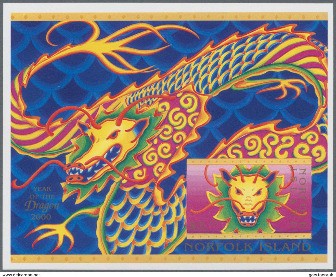 Norfolk-Insel: 2000, Chinese New Year Of The Dragon IMPERFORATE Miniature Sheet, IMPERFORATE PROOF W - Norfolk Eiland