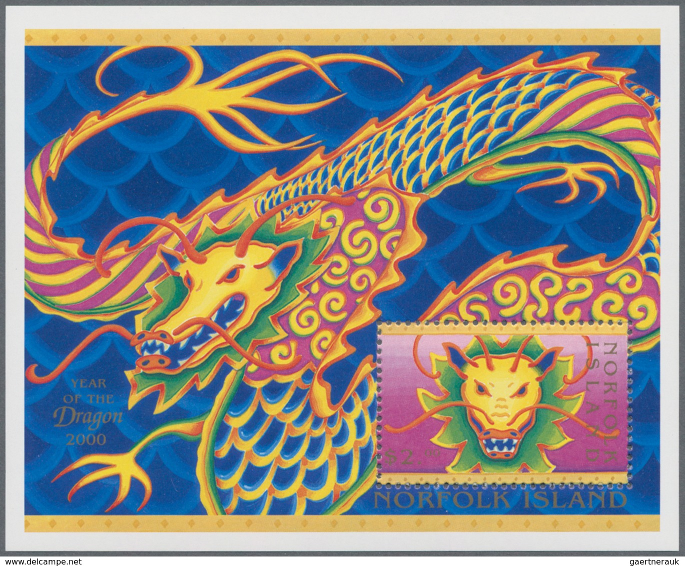 Norfolk-Insel: 2000, Chinese New Year Of The Dragon IMPERFORATE Miniature Sheet, IMPERFORATE PROOF W - Norfolk Island