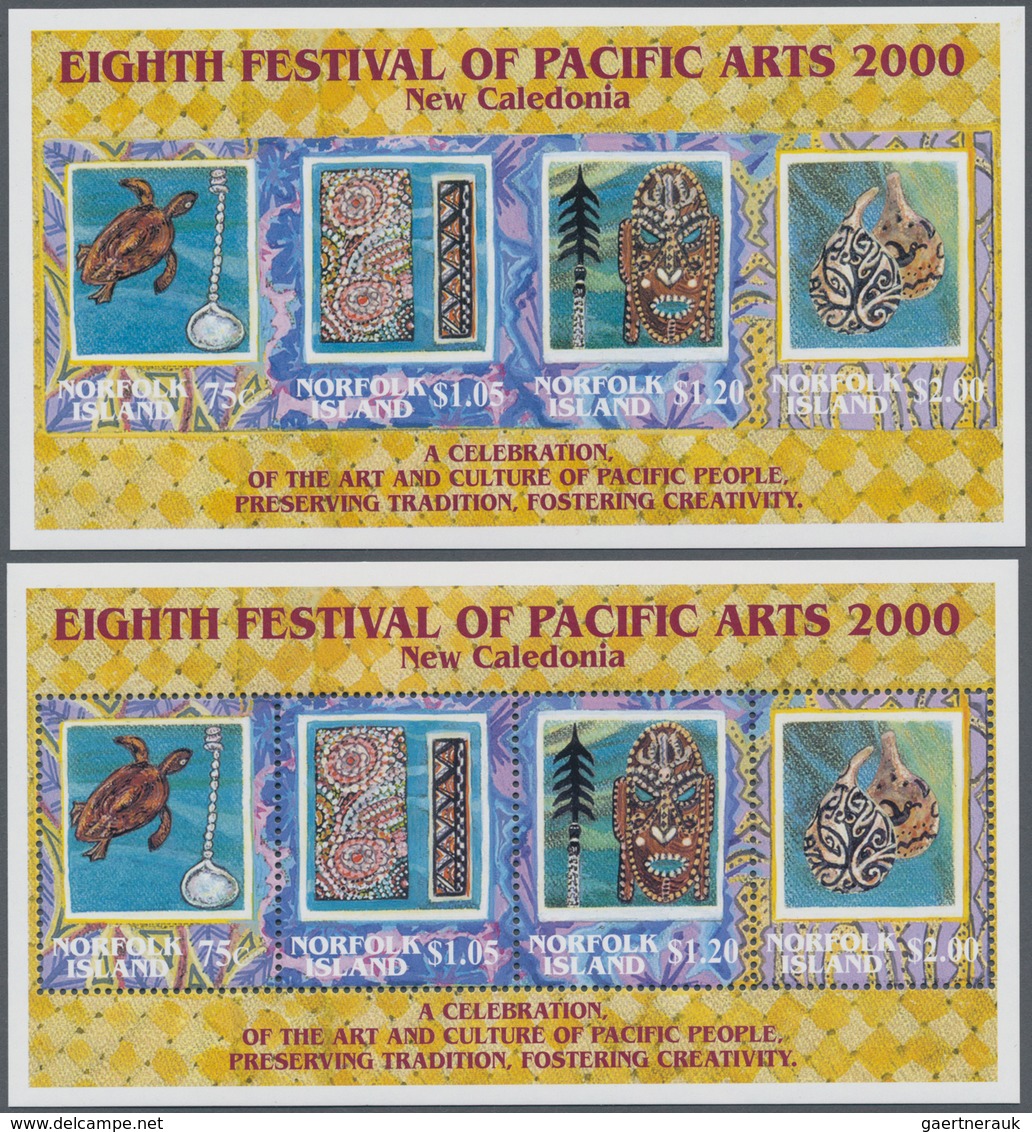 Norfolk-Insel: 2000, 8th Festival Of Pacific Arts Perforate And IMPERFORATE Miniature Sheets, Mint N - Norfolk Island