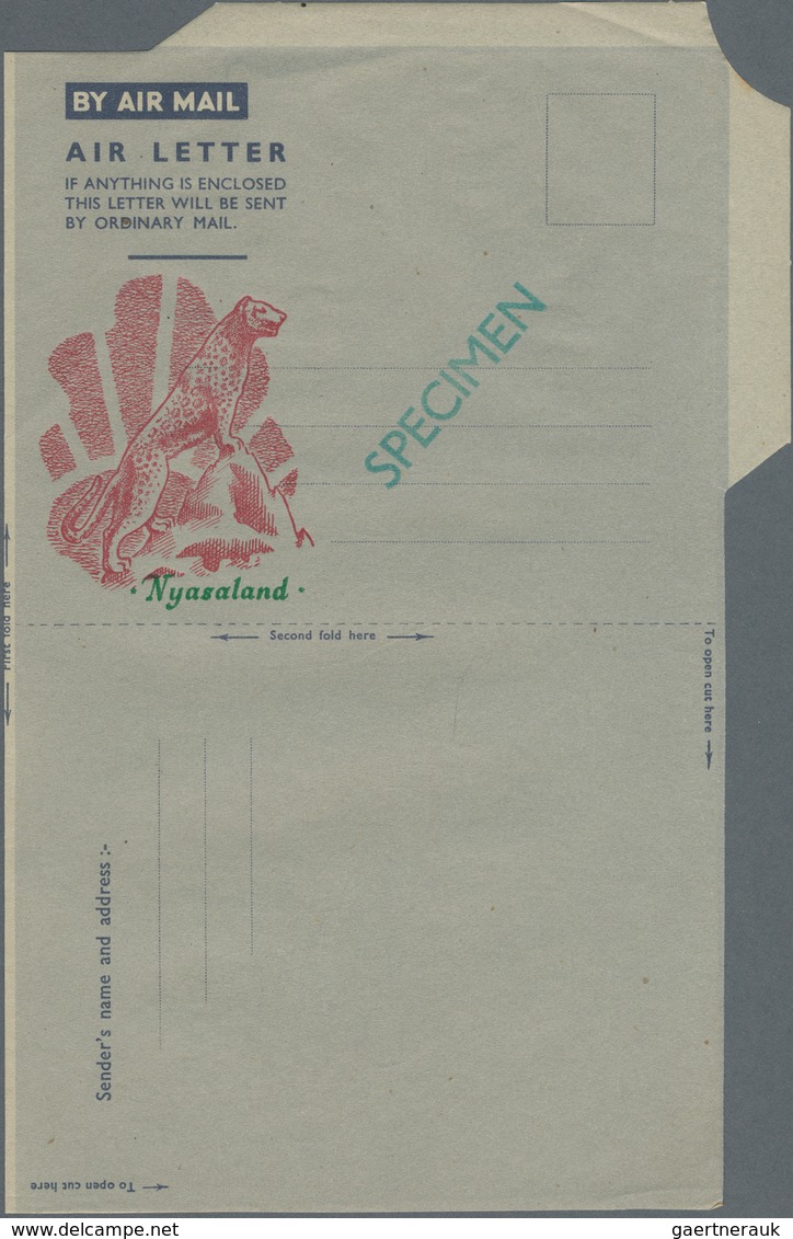Nyassaland: 1965 (ca.) Unused From For An Aerogram, Cheetah In Red On Grey, With Green Overprint Nya - Nyassa