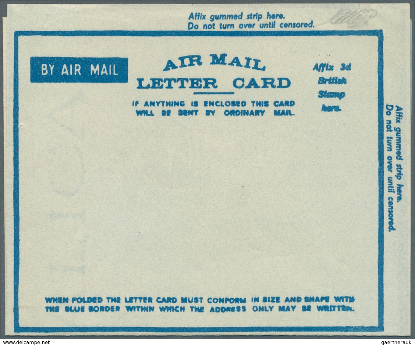 Ostafrikanische Gemeinschaft: 1941/1942, Two Different Types Of Air Mail Letter Cards In Blue On Whi - British East Africa