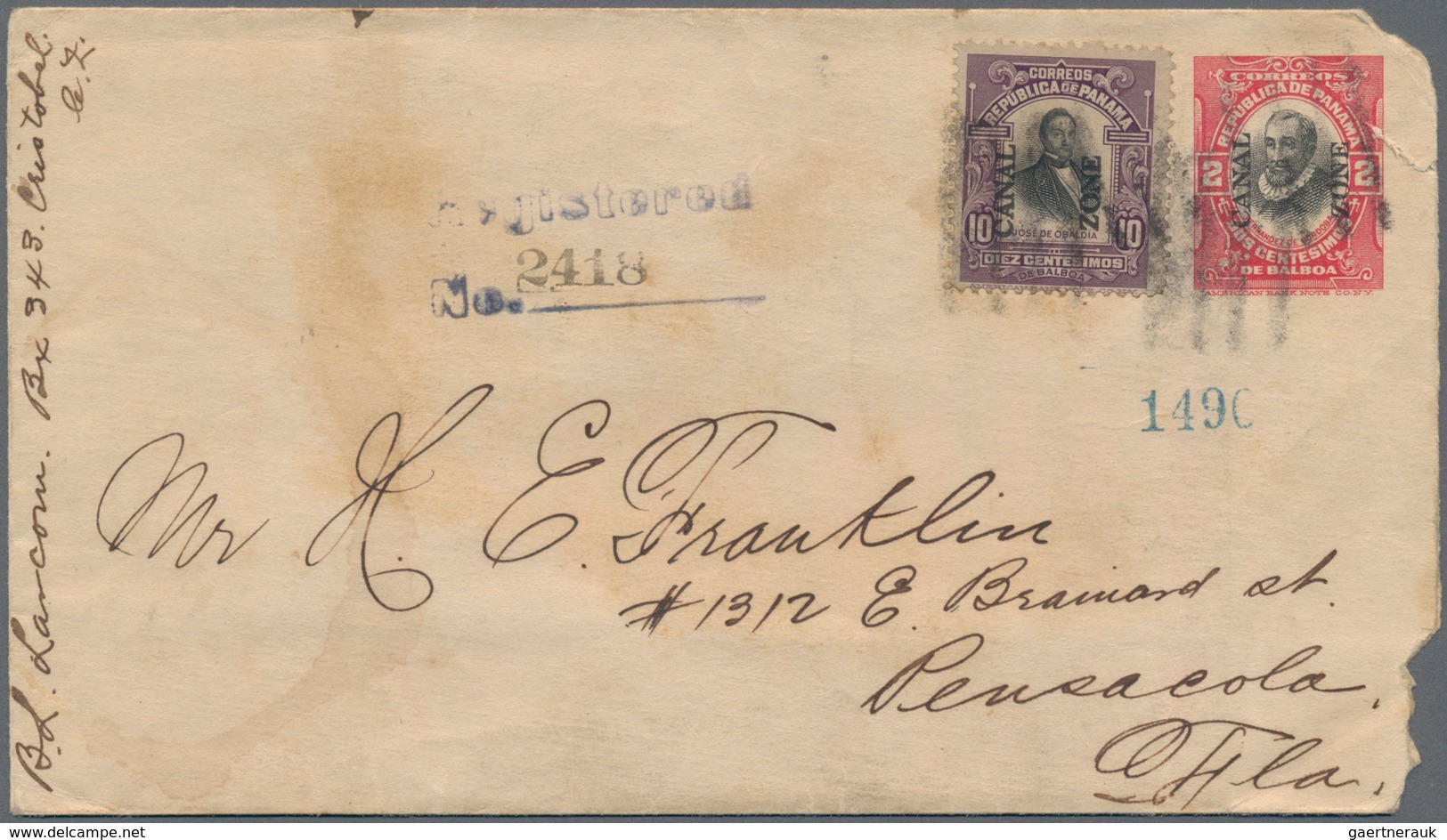 Panama-Kanalzone: 1916/18 Three Commercially Used Envelopes, All Sent To The USA, Once With Censorsh - Panama