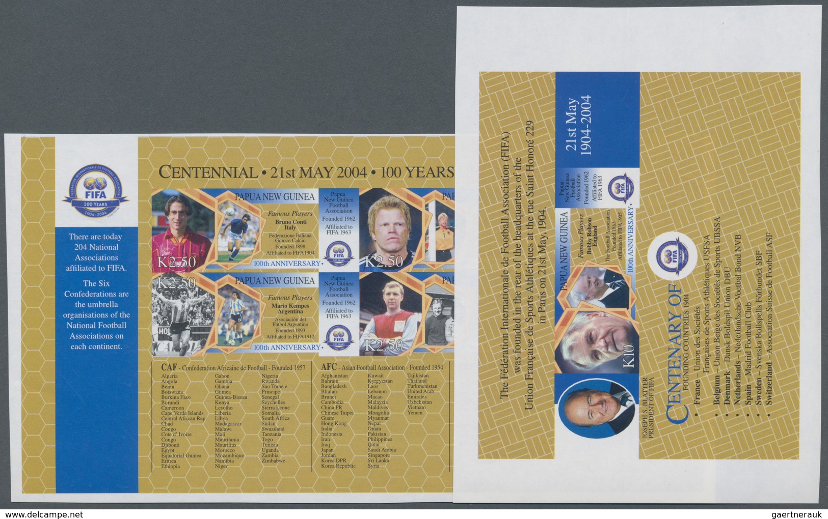 Papua Neuguinea: 2004, 100th Anniversary Of Football Association (FIFA) Complete Set Of Four In Vert - Papua New Guinea