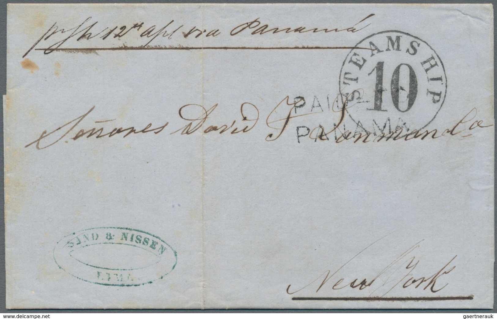 Peru: 1857, Entire Letter From LIMA, Dated April 11th 1857, Sent Via Transit Panama To New York, On - Perú