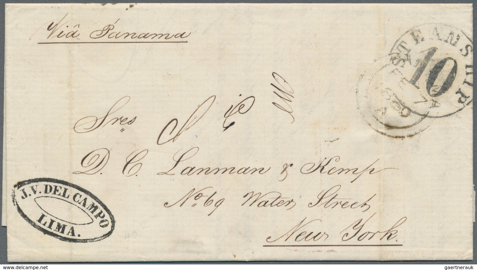 Peru: 1857, Entire Letter From LIMA, Dated April 11th 1857, Sent Via Transit Panama To New York, On - Perú