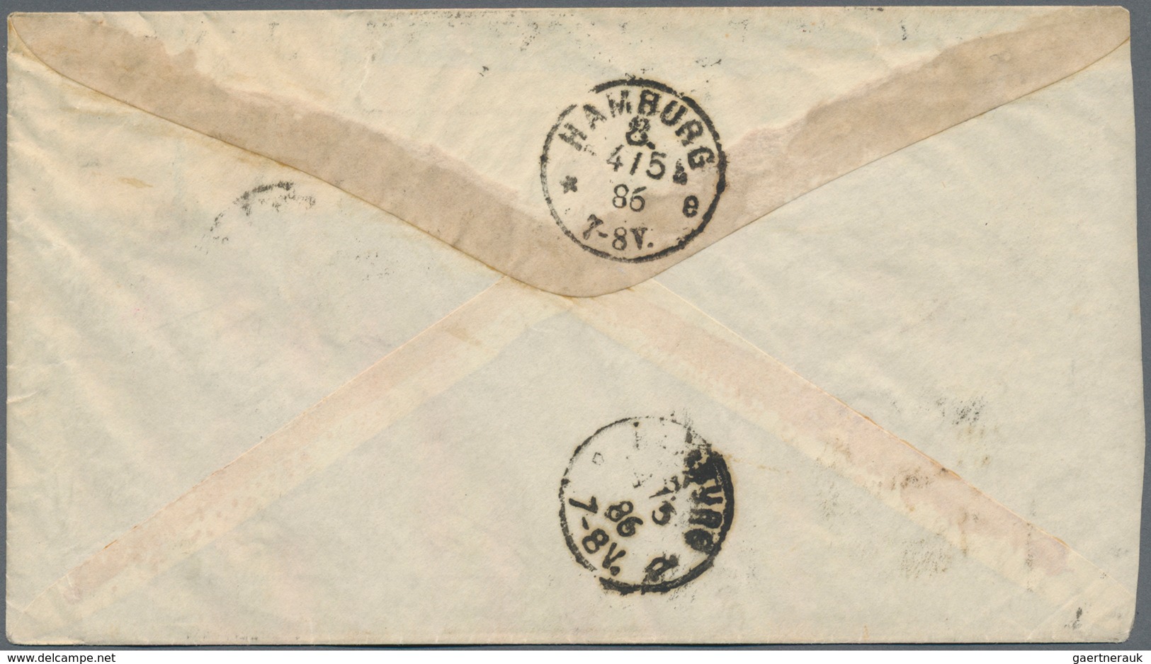 Peru: 1886, 1c. Orange With Triangular Overprint And 10c. Slate On Cover From Lima Apr.86 To Hamurg/ - Peru