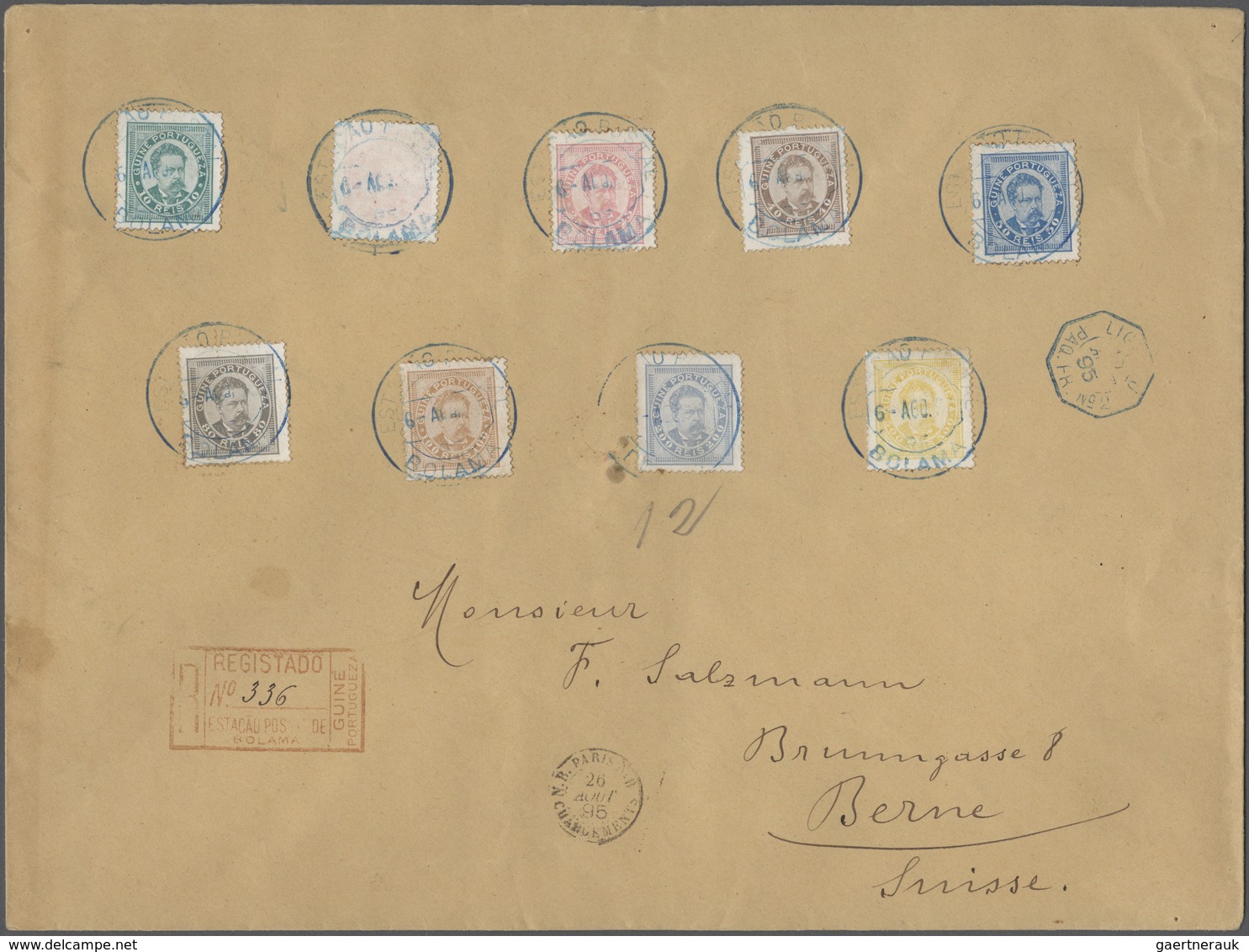 Portugiesisch-Guinea: 1895, Large Registered Cover 10 To 300 Reis (5 R. Missing) 1886 King Louis I I - Portuguese Guinea