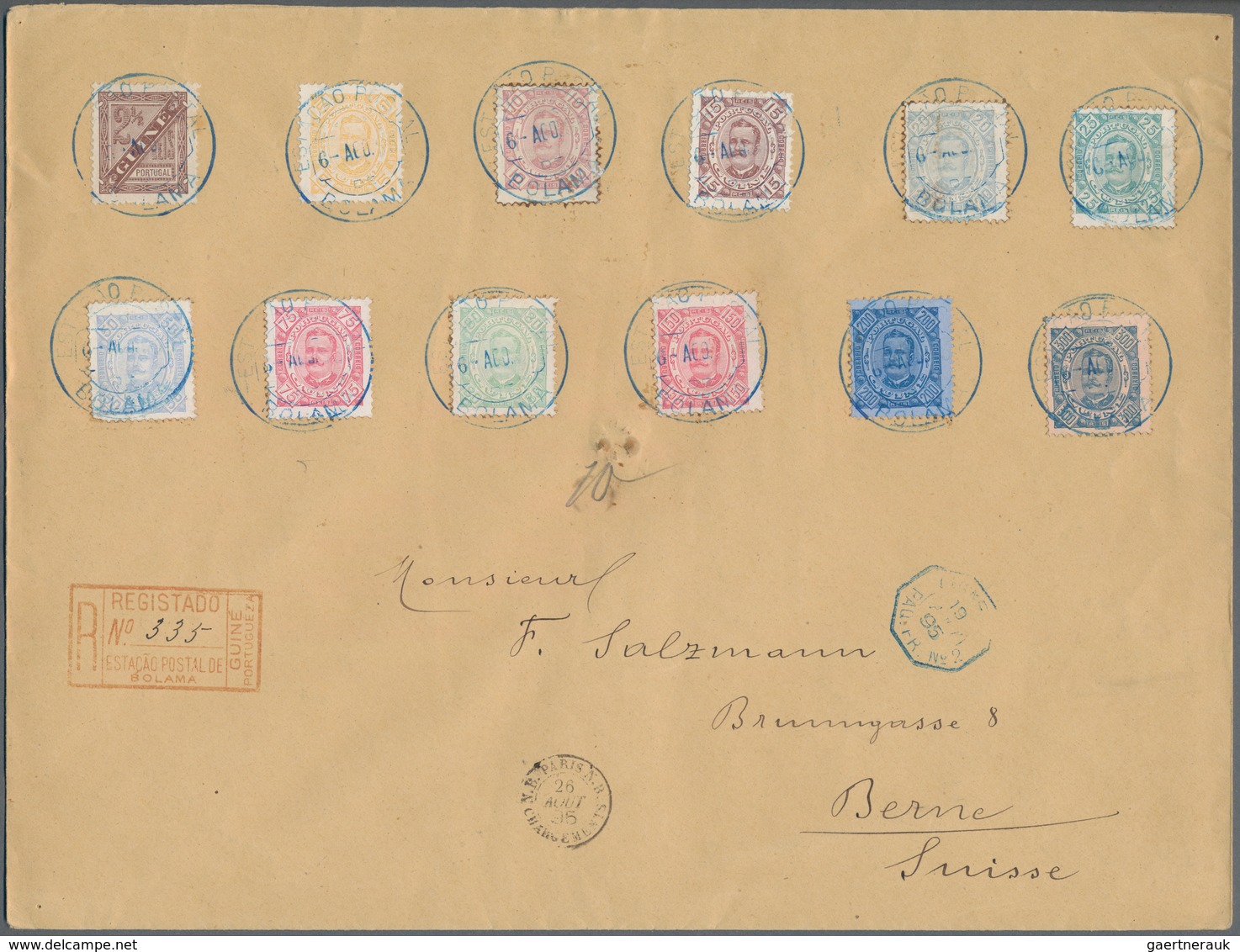 Portugiesisch-Guinea: 1895, Large Registered Cover Bearing 2 1/2 R. Numeral And 5 To 300 Reis (100 R - Portugees Guinea