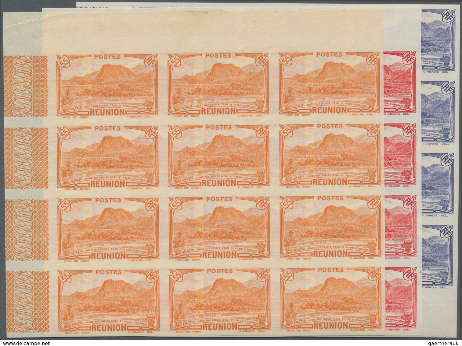 Reunion: 1933/1938, Piton D’Anchain And Lake At Salazie 40c. Blue, 50c. Red And 55c. Brown-orange In - Covers & Documents