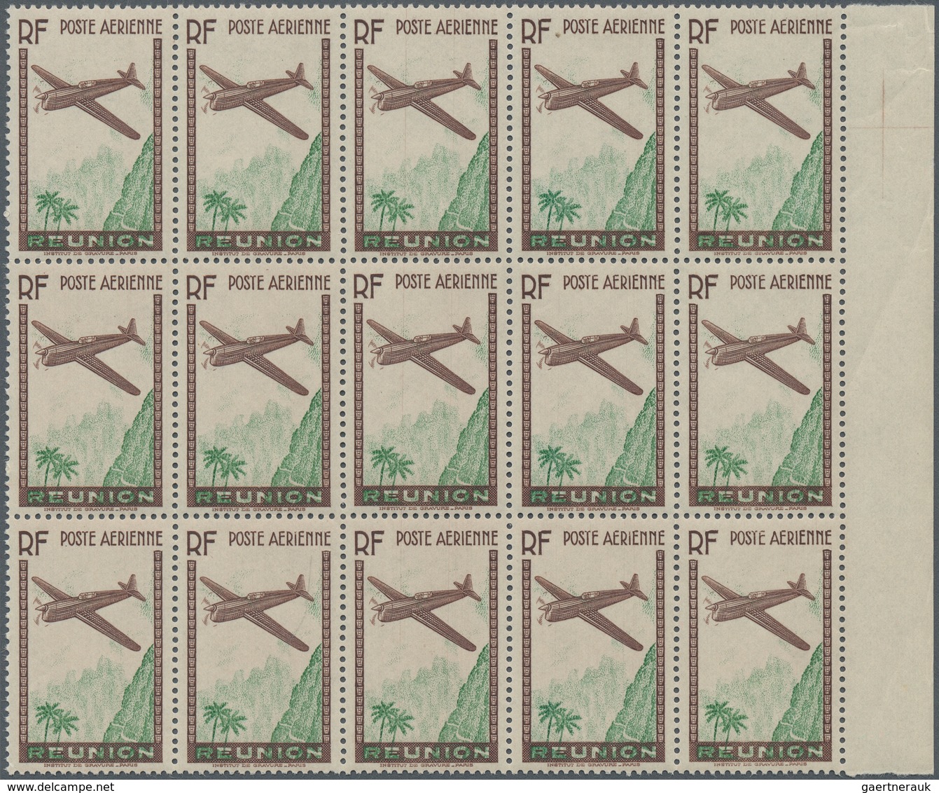 Reunion: 1938, Airmail Issue ‚airplane Over Mountains‘ (12.65fr.) Brown/green With MISSING DENOMINAT - Covers & Documents