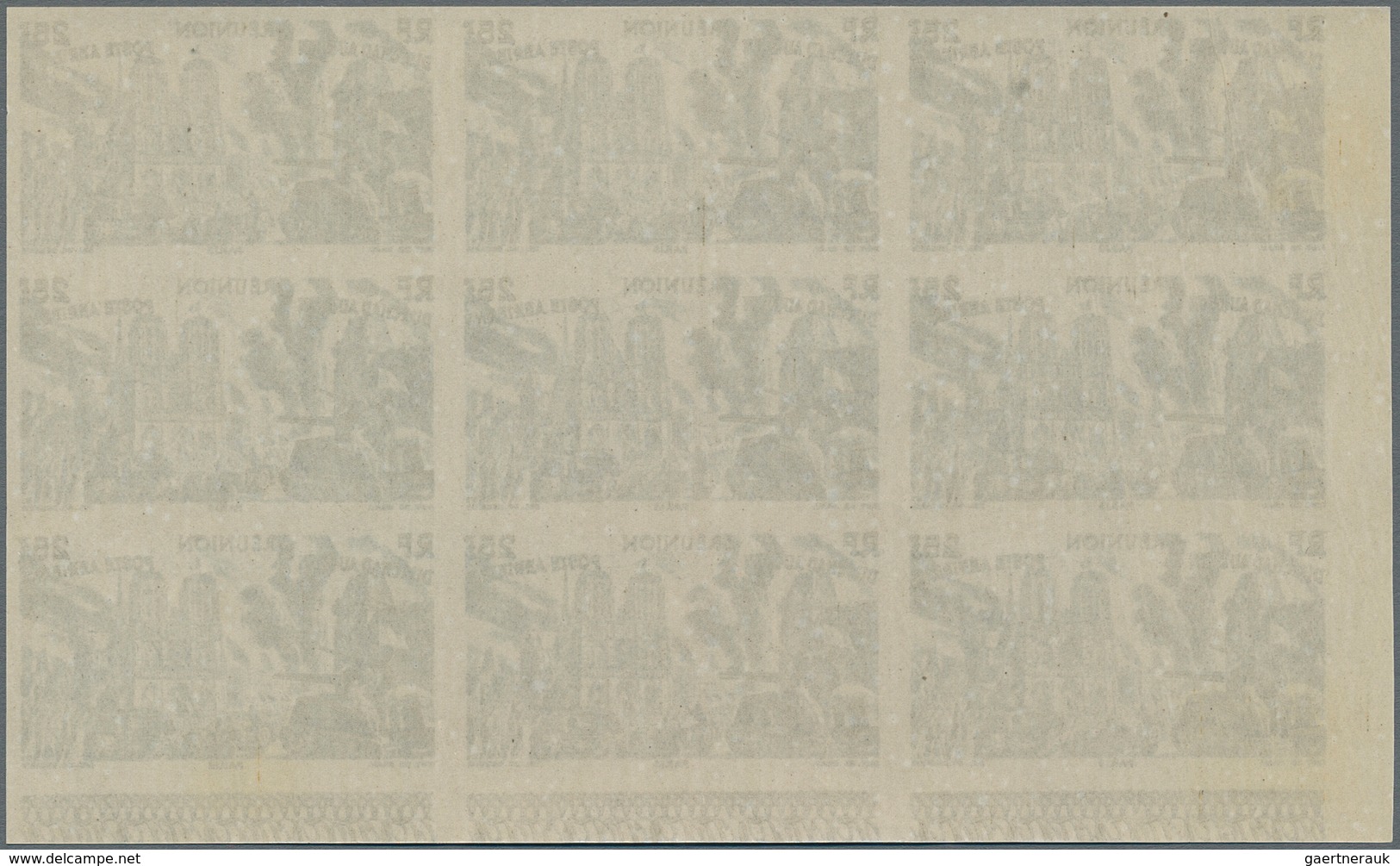 Reunion: 1946, Du Chad Au Rhin, 5fr.-50fr., Complete Set Of Six Values In Imperforate Marginal Block - Storia Postale