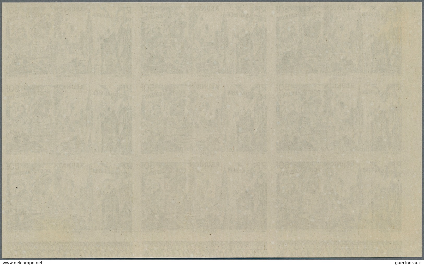 Reunion: 1946, Du Chad au Rhin, 5fr.-50fr., complete set of six values in imperforate marginal block