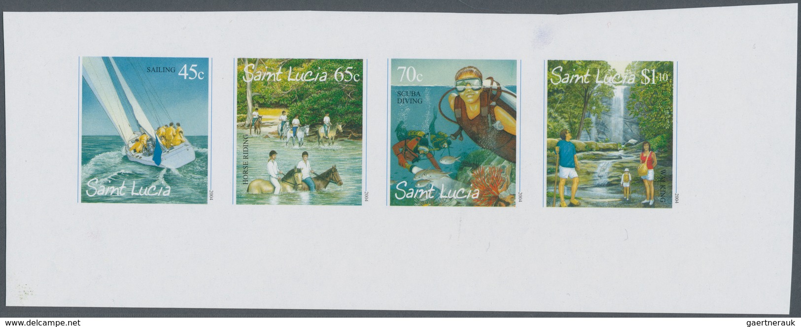St. Lucia: 2004, Tourism, IMPERFORATE Proof Se-tenant Strip Of Four, Mint Never Hinged. - St.Lucia (...-1978)