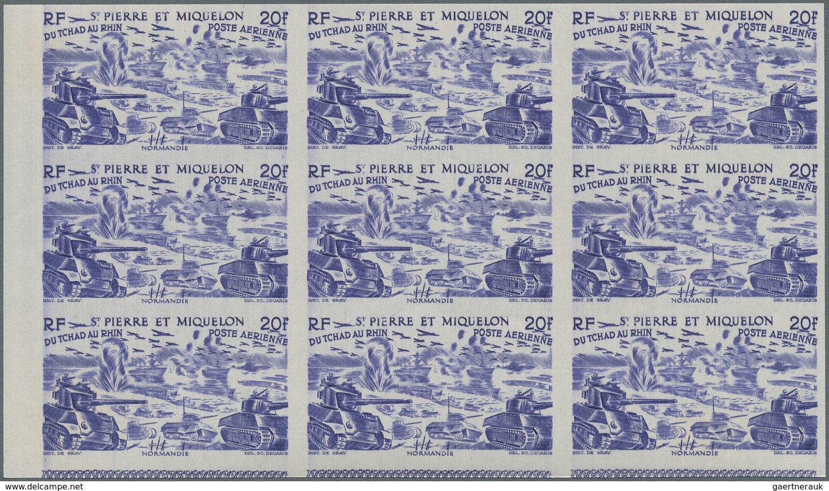 St. Pierre Und Miquelon: 1946, Du Chad Au Rhin, 5fr.-50fr., Complete Set Of Six Values In Imperforat - Andere & Zonder Classificatie