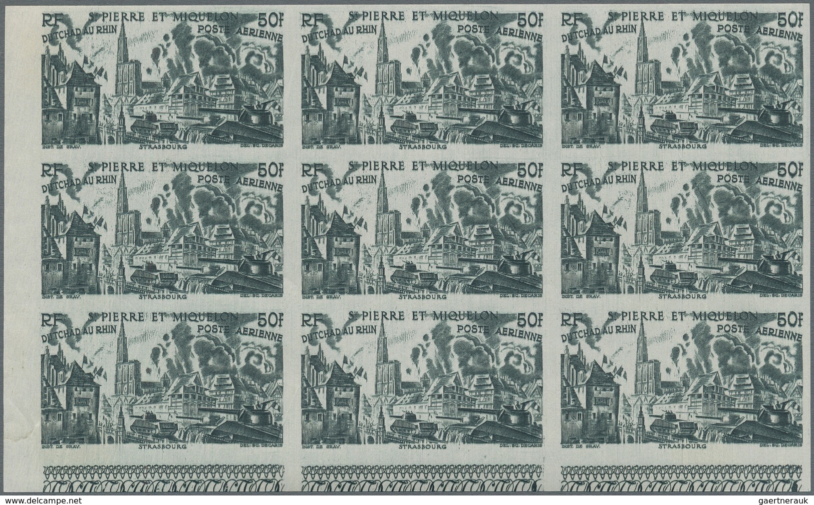 St. Pierre Und Miquelon: 1946, Du Chad Au Rhin, 5fr.-50fr., Complete Set Of Six Values In Imperforat - Other & Unclassified