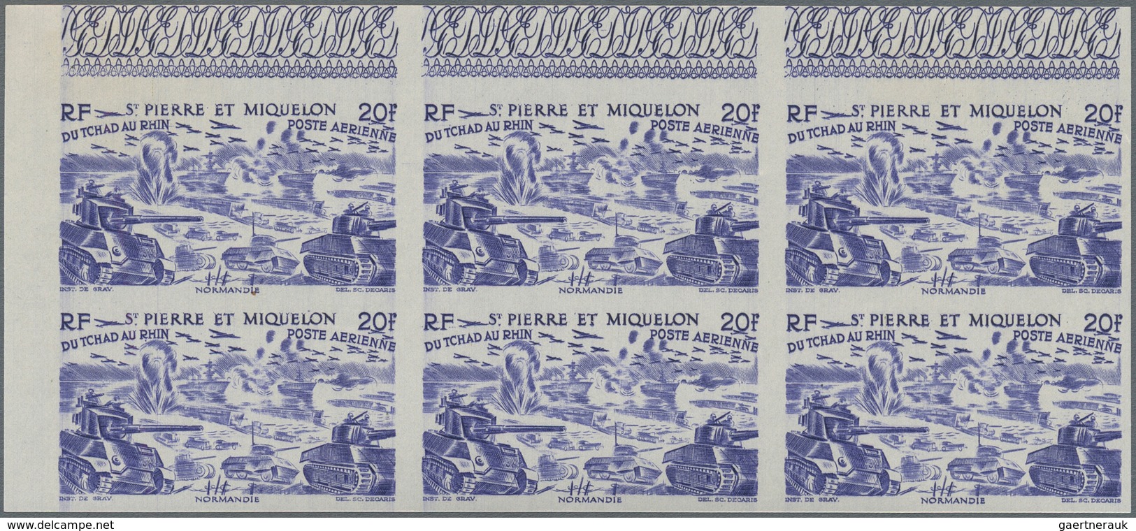 St. Pierre Und Miquelon: 1946, Du Chad Au Rhin, 5fr.-50fr., Complete Set Of Six Values In Imperforat - Other & Unclassified