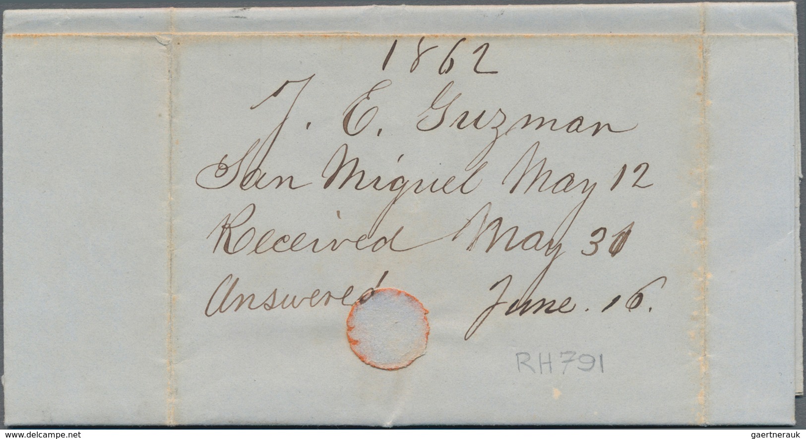 El Salvador: 1862, Folded Letter With Cds "SAN MIGUEL 13 MAYO 1862", Red "FRANCO" Addressed To New Y - El Salvador