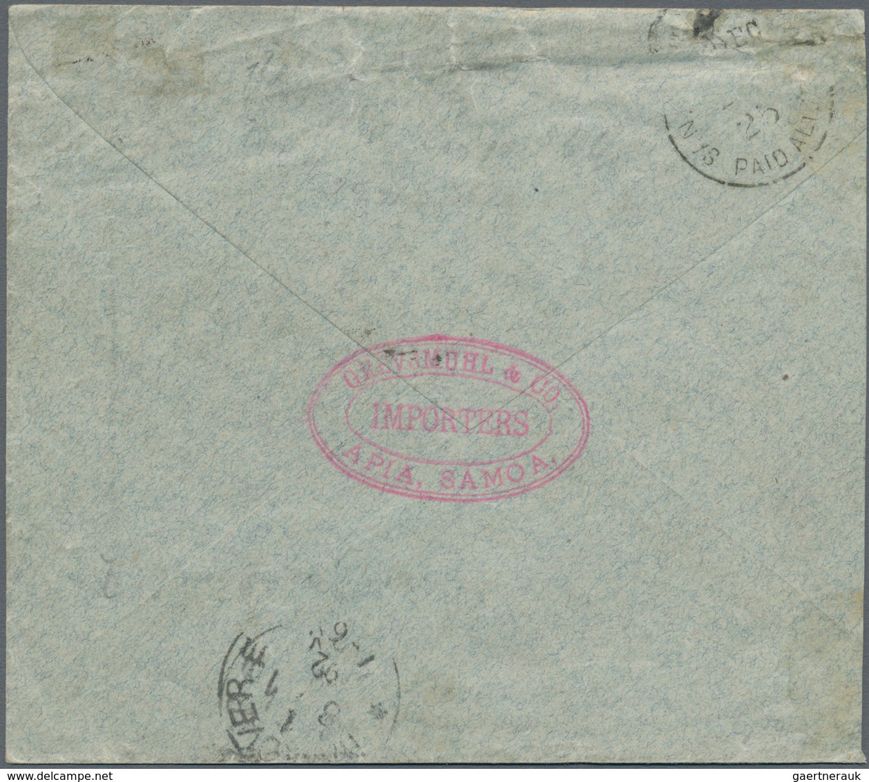 Samoa: 1891, SAMOA-USA COMBINATION LETTER, J.Davis Private Mail ½d. Brown-lilac And 2d. Orange On Co - Samoa