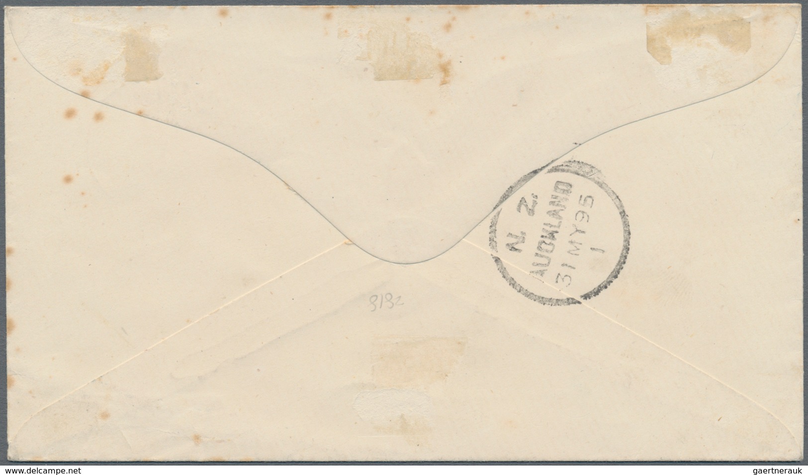 Samoa: 1895, 1s. Rose-carmine Diagonally Bisected On Cover From "APIA 19 MY 95" To Auckland With Arr - Samoa