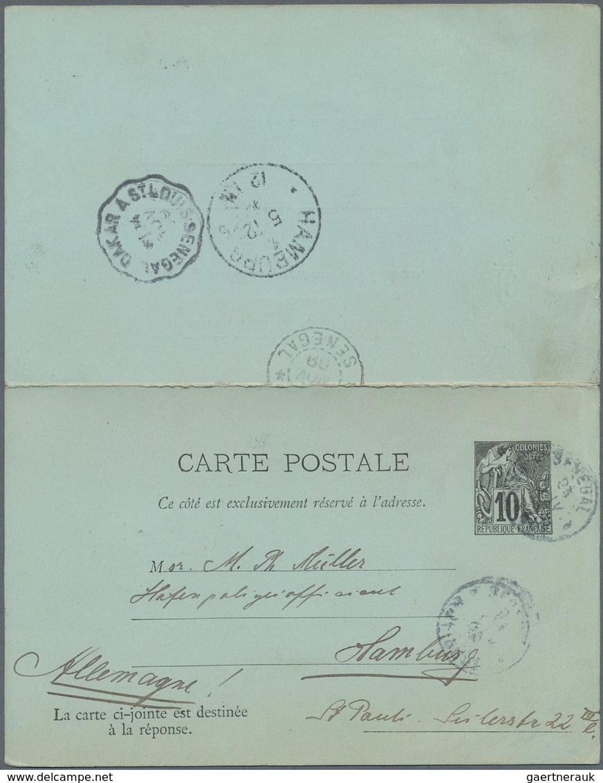 Senegal: 1892 Postal Stationery Doublecard With Attached Unused Reply Part Sent 1898 From Rufisque V - Other & Unclassified