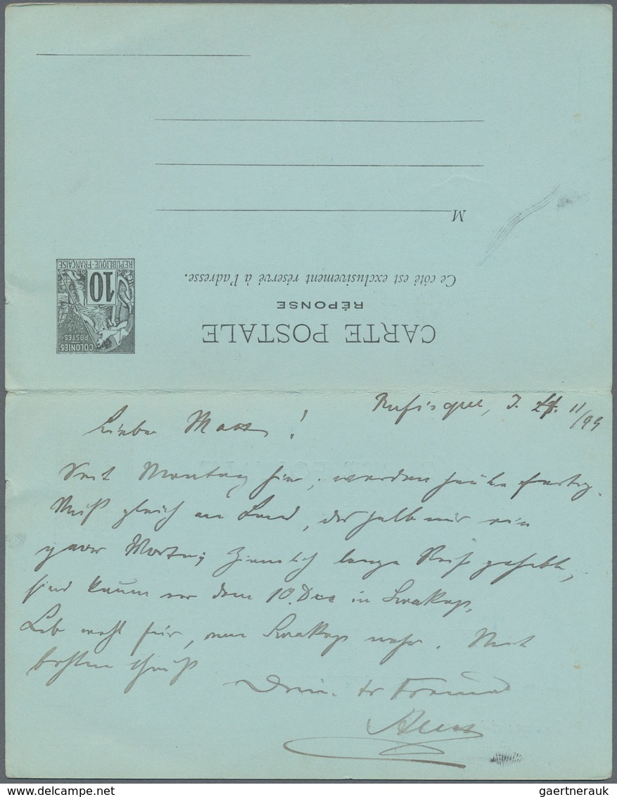 Senegal: 1892 Postal Stationery Doublecard With Attached Unused Reply Part Sent 1898 From Rufisque V - Andere & Zonder Classificatie