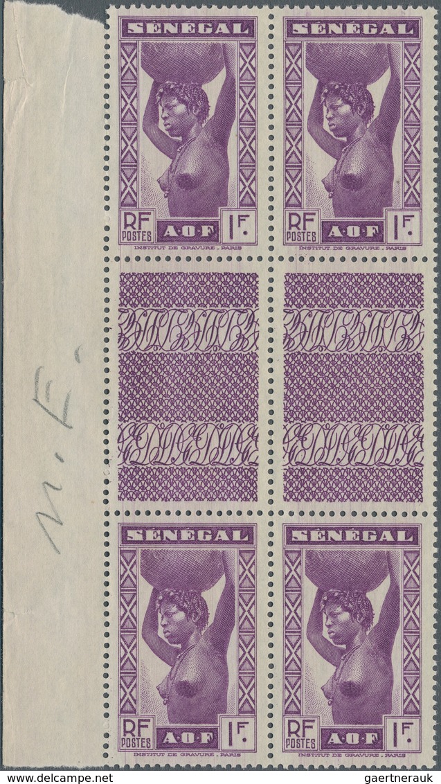 Senegal: 1938, Definitives "Senegalese Woman", Not Issued 1fr. Violet As Marginal Gutter Block Of Fo - Andere & Zonder Classificatie